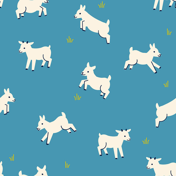 Ruby Star Society - Animal Animal - Baby Goats Vintage Blue Fabric