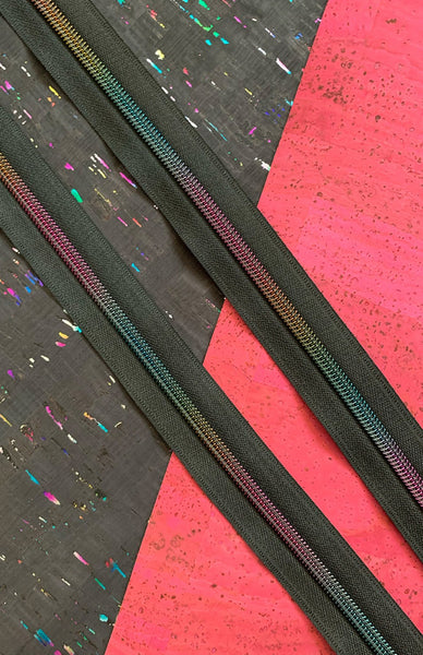 Sassafras Lane Designs - Zipper Black w/ Rainbow teeth - 3 yrds #5