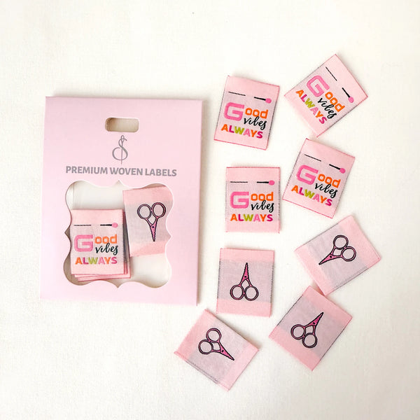 Sewing Illustration - Good Vibes Woven Labels (8 ct)