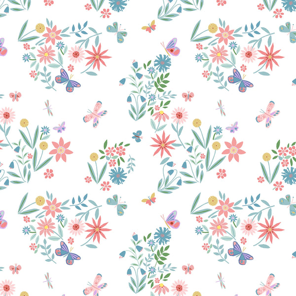 Dear Stella - Shimmer - In Bloom White Fabric