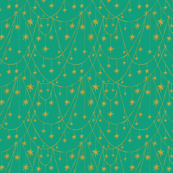 Dear Stella - Holly Jolly - Star Garland Peacock Fabric