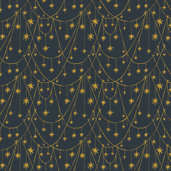 Dear Stella - Holly Jolly - Star Garland Slate Fabric