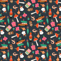 Dear Stella - Holly Jolly - Christmas Ornaments Slate Fabric