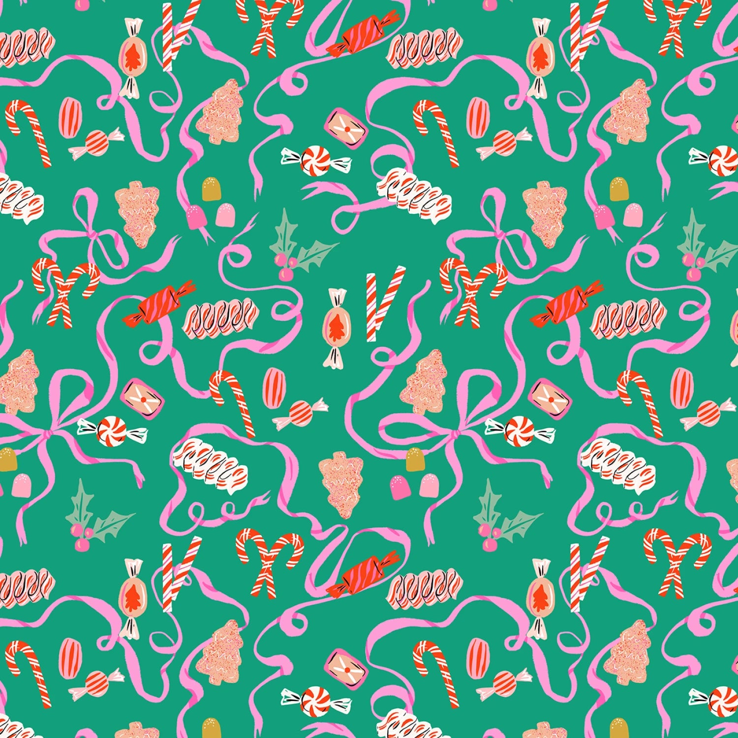 Dear Stella - Holly Jolly - Holiday Candy Peacock Fabric – Pearls