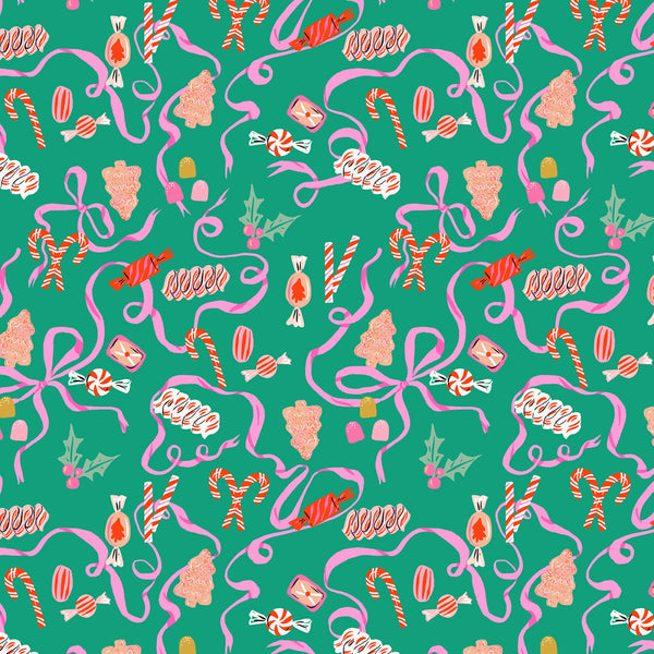 Dear Stella - Holly Jolly - Holiday Candy Peacock Fabric