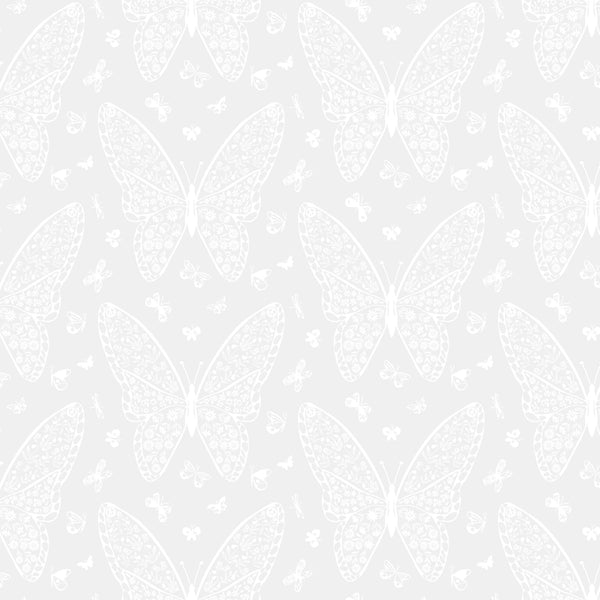 Dear Stella - Monochrome - Giving Me Butterflies White Fabric