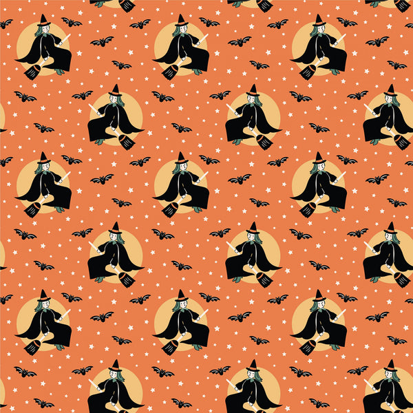 Poppie Cotton - Sweet Tooth - Little Witch Orange Fabric