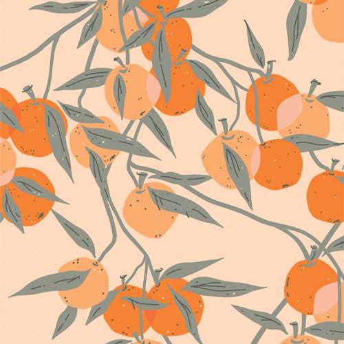 Art Gallery Fabrics - Tangerine - Fruit Laden Branches Fabric