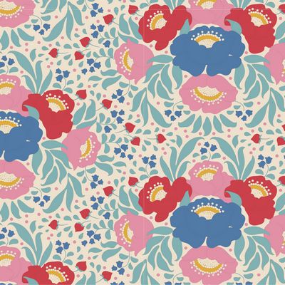 Tilda - Jubilee -  Autumn Bouquet Teal Fabric