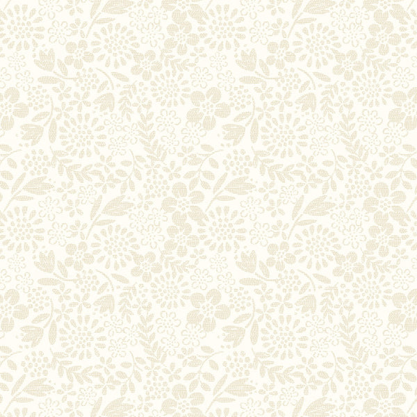 Lewis & Irene - Tiny Tonals - Flower Garden Cream on Cream Fabric