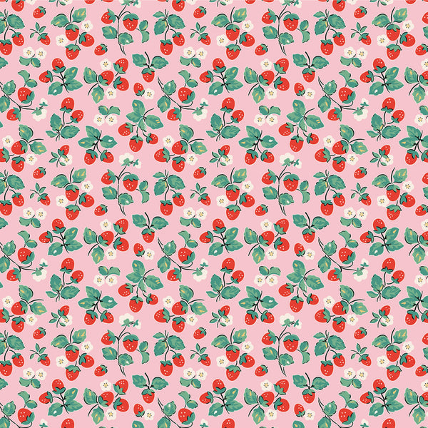 Poppie Cotton - Home Sweet Home - Strawberry Cake Pink Fabric