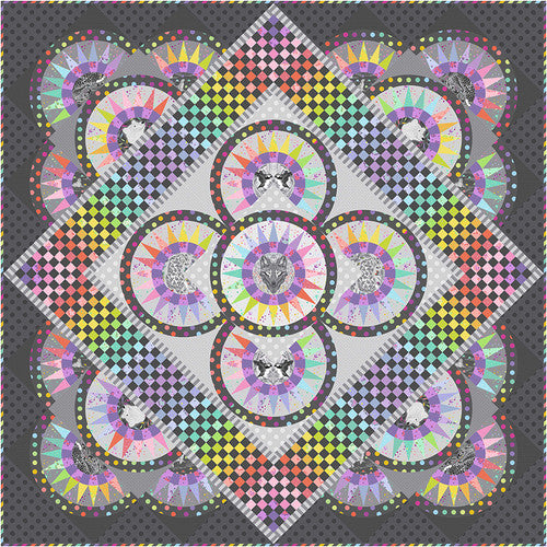 Pre-Order FreeSpirit Fabrics - Tula Pink Graywork Vibrant Night Quilt Kit
