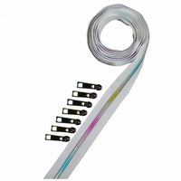 The Decorating Diva - White Metallic Zipper Tape Rainbow - 2.5 yrds/7 pulls
