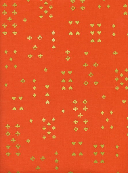 Rifle Paper Co. - Wonderland - Follow Suit - Orange Metallic Fabric