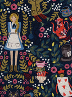 Rifle Paper Co. - Wonderland - Wonderland - Navy Canvas Metallic Fabric
