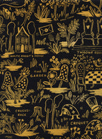 Rifle Paper Co. - Wonderland - Magic Forest - Charcoal Canvas Metallic Fabric