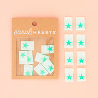 Sarah Hearts - Mint Green Star Woven Labels (8 ct)