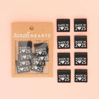 Sarah Hearts - Made in 2025 Silver Woven Labels (8 ct)