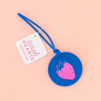 Sarah Hearts - Luggage Tag - Strawberry Pink and Blue