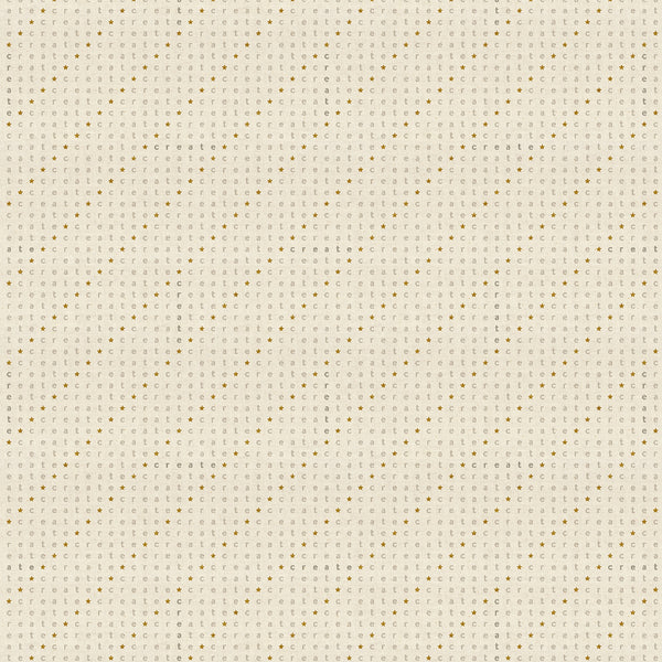 Cotton + Steel Basics - Wordplay - Create Overcast Unbleached Metallic Fabric