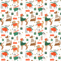 Cotton + Steel Fabrics - Merry Pawmas - Dapper Dogs Snow Metallic Fabric
