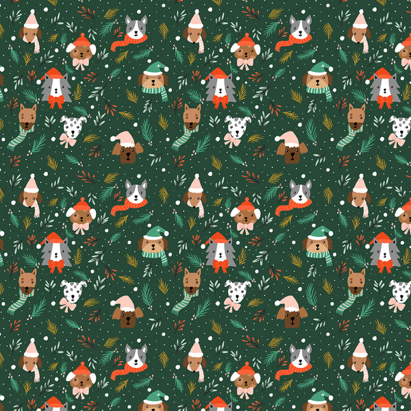 Cotton + Steel Fabrics - Merry Pawmas - Barkmas Tree Hunter Metallic Fabric