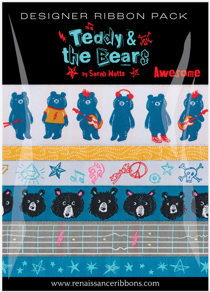 Renaissance Ribbons - Ruby Star Society Teddy & the Bears Ribbon Pack - Awesome