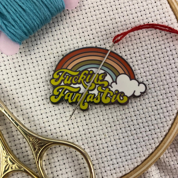 Snarky Crafter Designs - F*cking Fantastic Retro Rainbow Needle Minder
