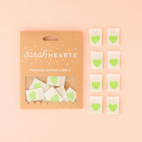 Sarah Hearts - Green Heart Sew In Labels (8 ct)