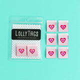 Lolly Tags - Expanding Heart Woven Labels (8 ct)