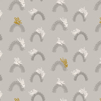 Cotton + Steel - Serendipity's Symphony - Majestic Arcs Gray Mist Metallic Fabric