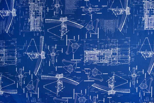 RJR Fabrics - The Hidden Universe - Satellites Ahead - Navy Digiprint Fabric