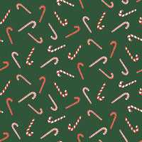 RJR Fabrics - Christmas Lane - Candy Cane Toss- Hunter Green Fabric