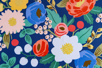 Rifle Paper Co. - Vintage Garden - Vintage Blossom - Blue Canvas Metallic Fabric