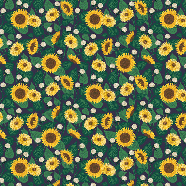 Rifle Paper Co. - Curio - Sunflower Fields - Navy Fabric