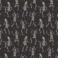 Rifle Paper Co. - Halloween - Skeletons - Black Metallic Fabric