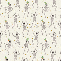 Rifle Paper Co. - Halloween - Skeletons - Cream Metallic Fabric