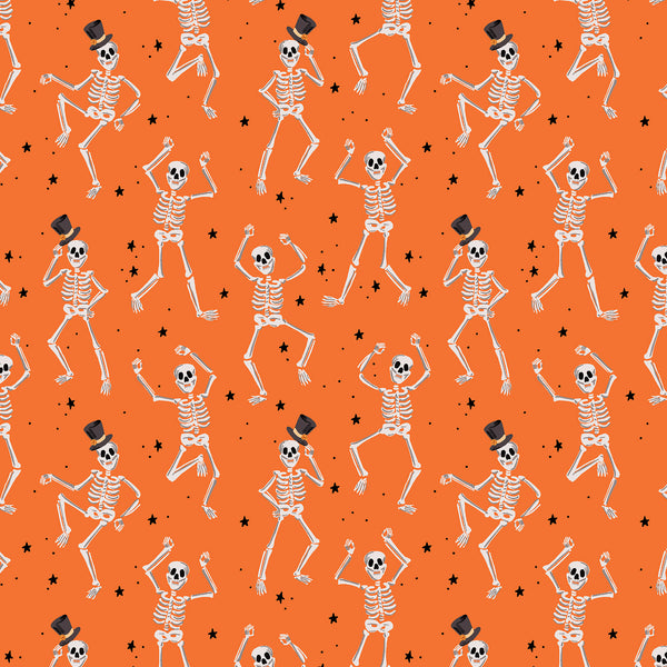 Rifle Paper Co. - Halloween - Skeletons - Orange Fabric