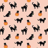 Rifle Paper Co. - Halloween - Black Cat - Blush Metallic Fabric