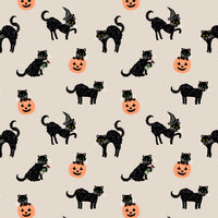 Rifle Paper Co. - Halloween - Black Cat - Linen Metallic Fabric