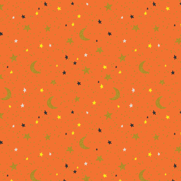 Rifle Paper Co. - Halloween - October Night - Orange Metallic Fabric