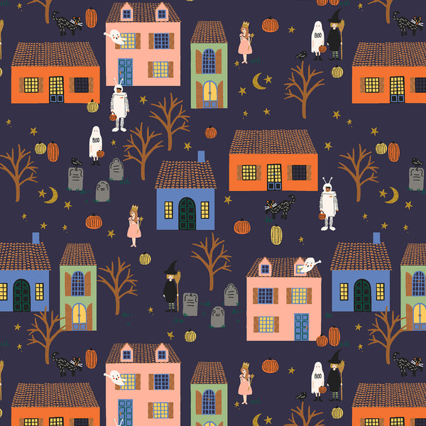 Rifle Paper Co. - Halloween - Halloween Night - Navy Metallic Fabric