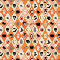 Rifle Paper Co. - Halloween - Halloween Argyle - Orange Metallic Fabric