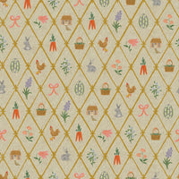 Rifle Paper Co. - Easter - Easter Lattice - Mint Canvas Metallic Fabric