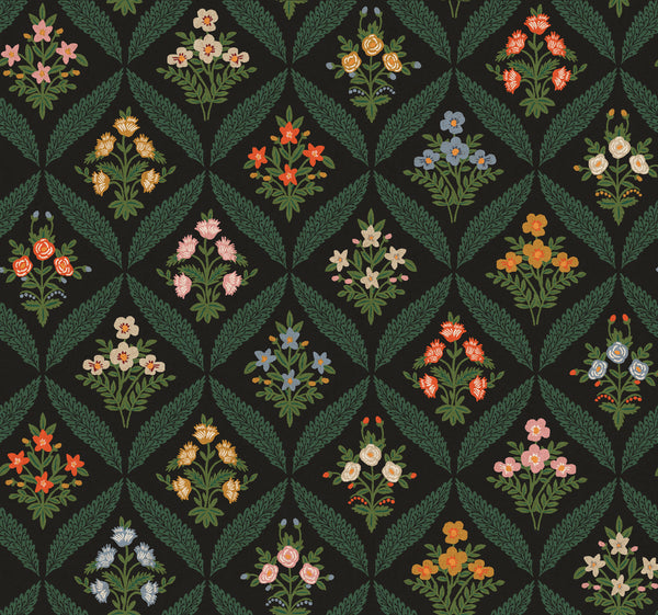 Rifle Paper Co. - Dahlia - Estee Garden - Black Multi Canvas Fabric