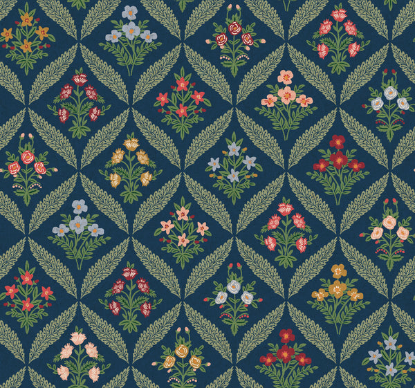Rifle Paper Co. - Dahlia - Estee Garden - Navy Multi Canvas Fabric