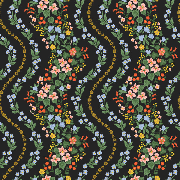 Rifle Paper Co. - Dahlia - Wildwood Vines - Black Metallic Fabric