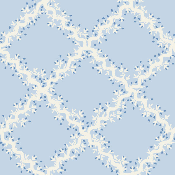 Rifle Paper Co. - Dahlia - Lattice - Blue Fabric