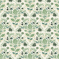Rifle Paper Co. - Dahlia - Artichoke - Cream Metallic Fabric