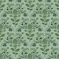 Rifle Paper Co. - Dahlia - Artichoke - Sage Metallic Fabric